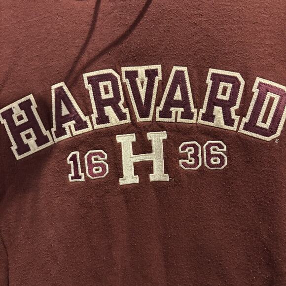 Champion Harvard Hoodie Mens XL Maroon Pullover 1636 Logo Embroidered Sweatshirt - Picture 5 of 12